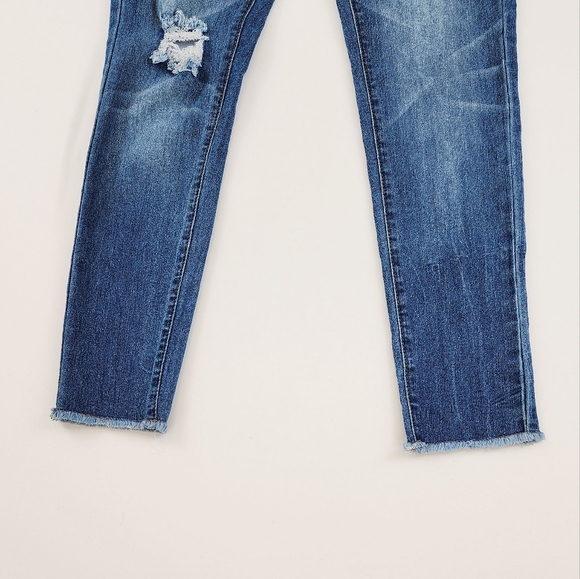Cafe Denim Premium Distressed Ankle Skinny Jeans Pants - Picture 5 of 9